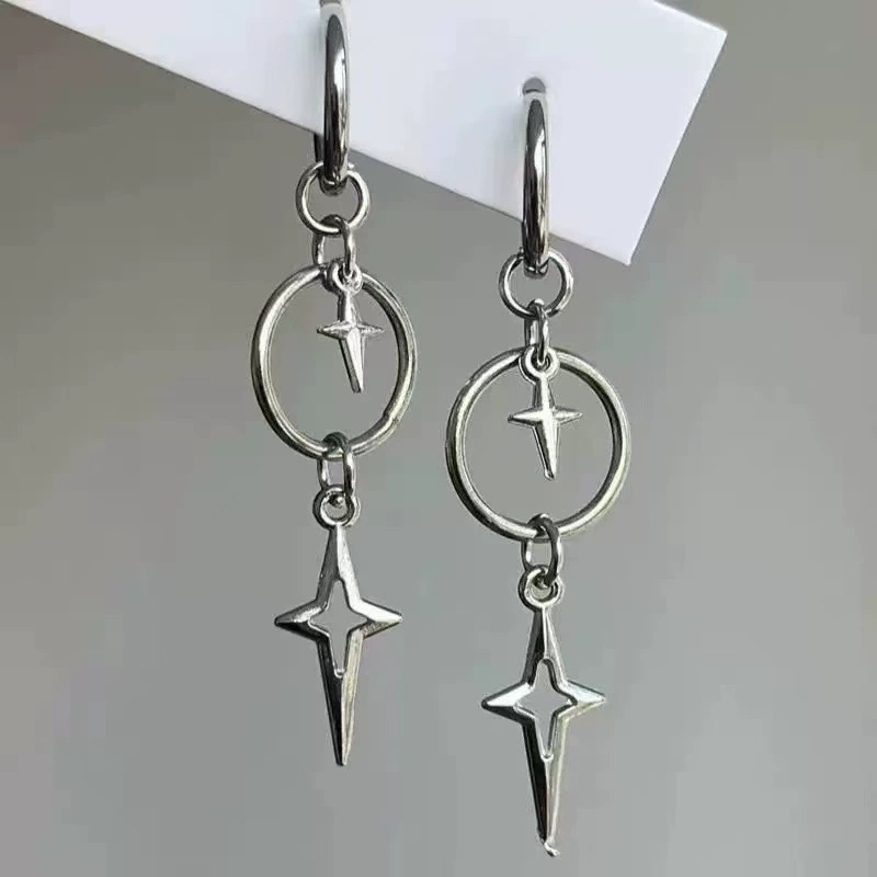 Women'S Emo Accessories - Pendientes con colgante de estrella cruzada