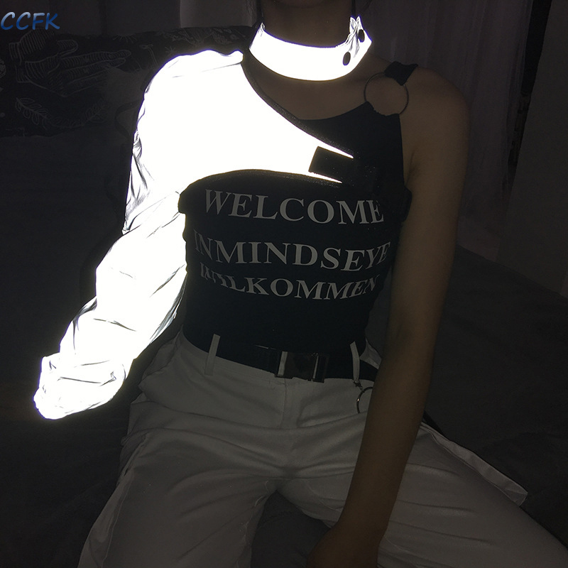 Women'S Emo Accessories - Camiseta reflectante Y2k para mujer, Tops