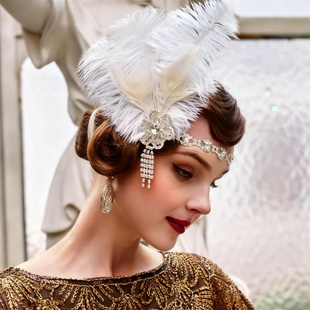 Women'S Accessories In The 1920S - Diadema Vintage con Plumas, Lentejuelas y