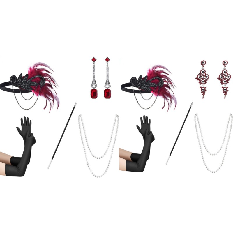 Women'S Accessories In The 1920S - Diadema de plumas para mujer, guantes,