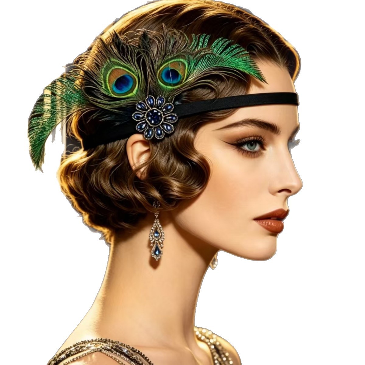 Women'S Accessories In The 1920S - Diadema de plumas de pavo real