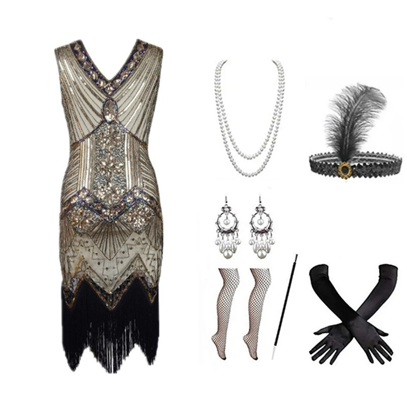 Conjunto de Vestido Flapper de - Women'S Accessories In The 1920S reseña y precio