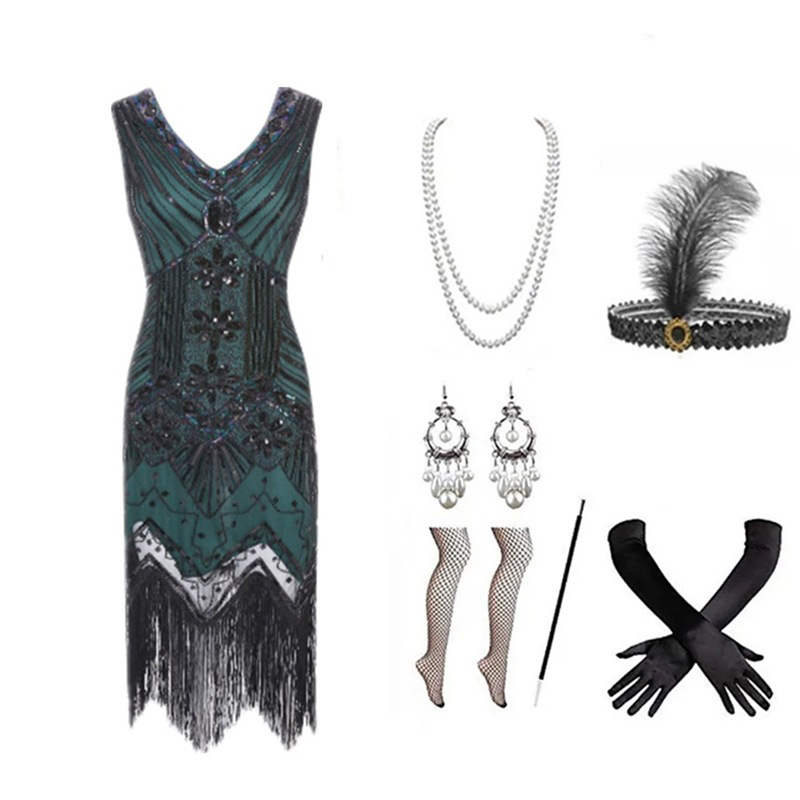 Conjunto de Vestido Flapper de - Women'S Accessories In The 1920S reseña y precio