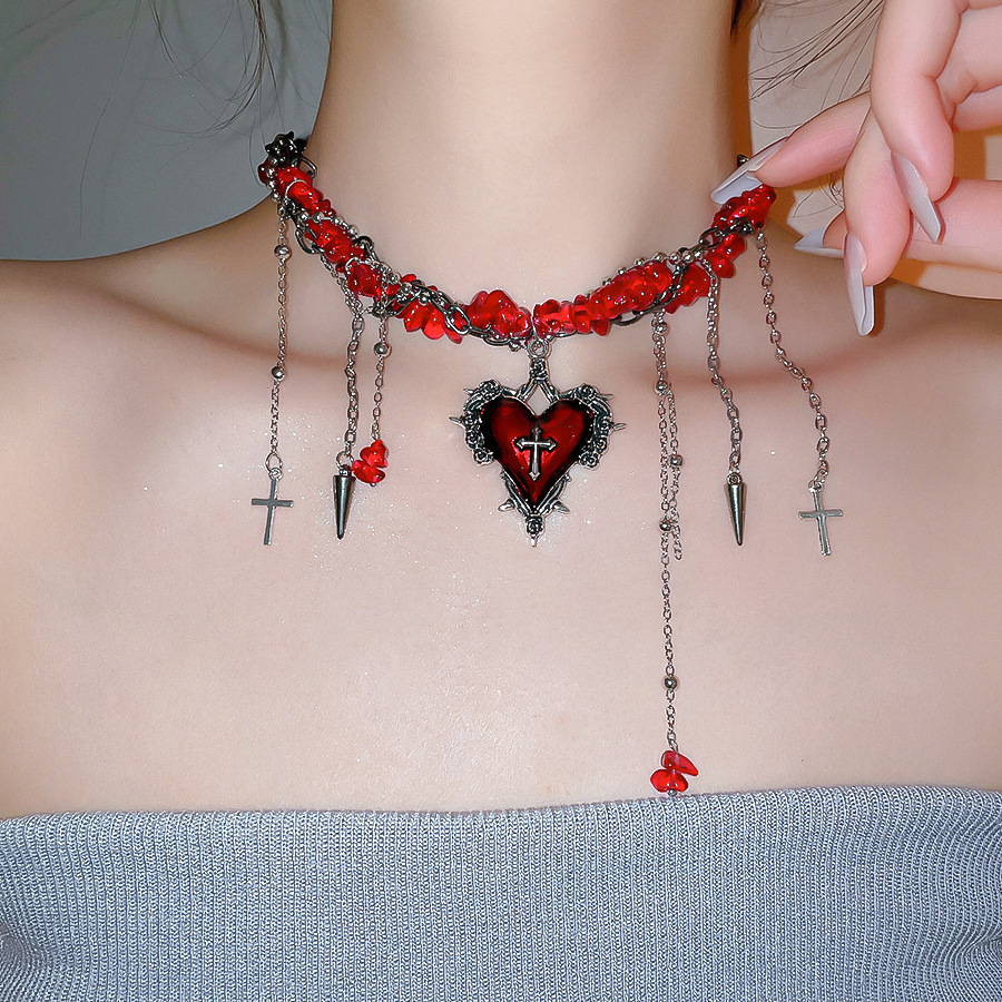 Goth Vintage Y2K corazón rojo  - Women'S Emo Accessories reseña y precio